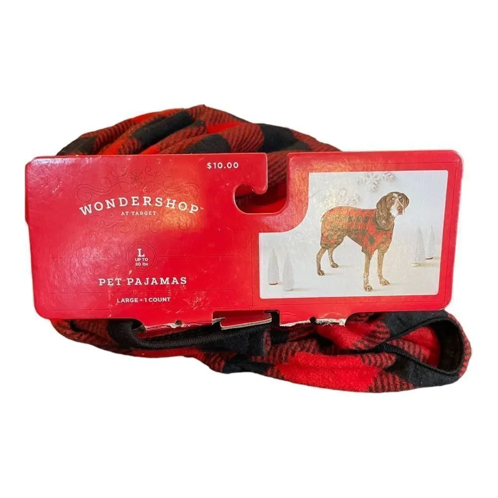 PET PAJAMAS IN RED BUFFALO‎ PLAID, lg